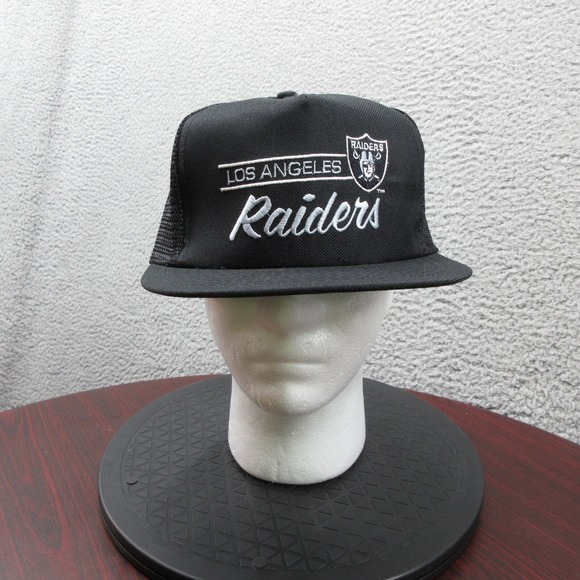 Los Angeles Raiders Vintage Annco Trucker Hat Snapback Black LA NFL Mesh Script